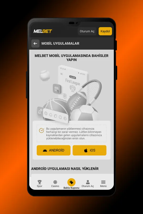 MelBet Android uygulama indirme ekranı