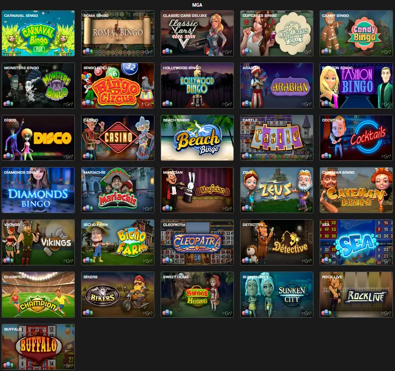 MGA bingo oyun koleksiyonu