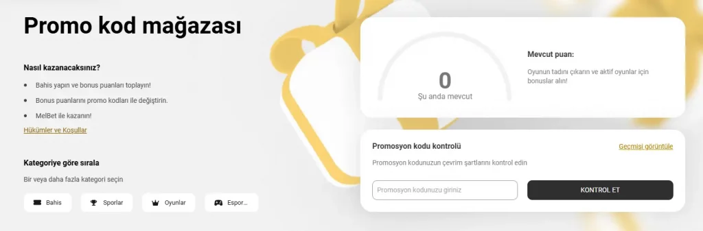 MelBet promosyon kodları