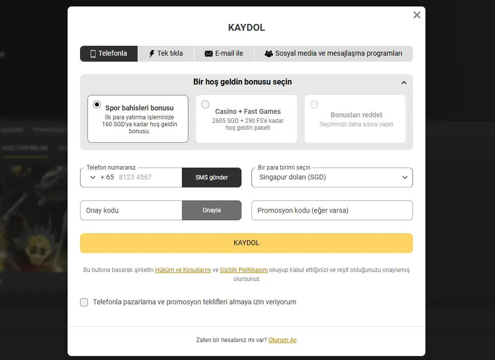 MelBet hesap kaydı bonus