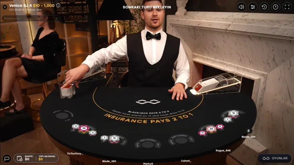MelBet canlı blackjack masası