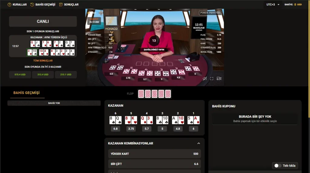 MelBet canlı poker masası