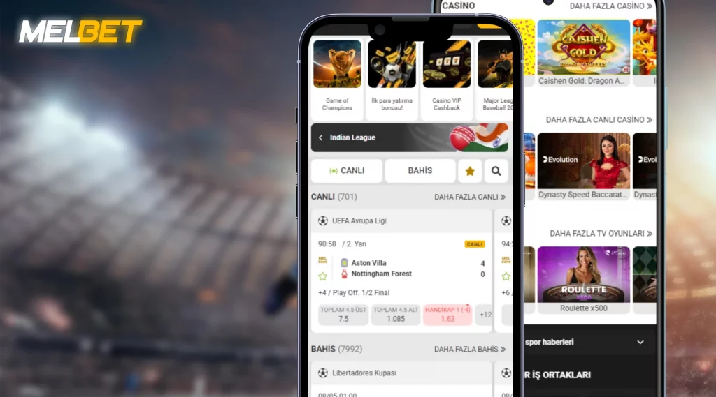 MelBet mobil uygulaması ile canlı bahis ve casino
