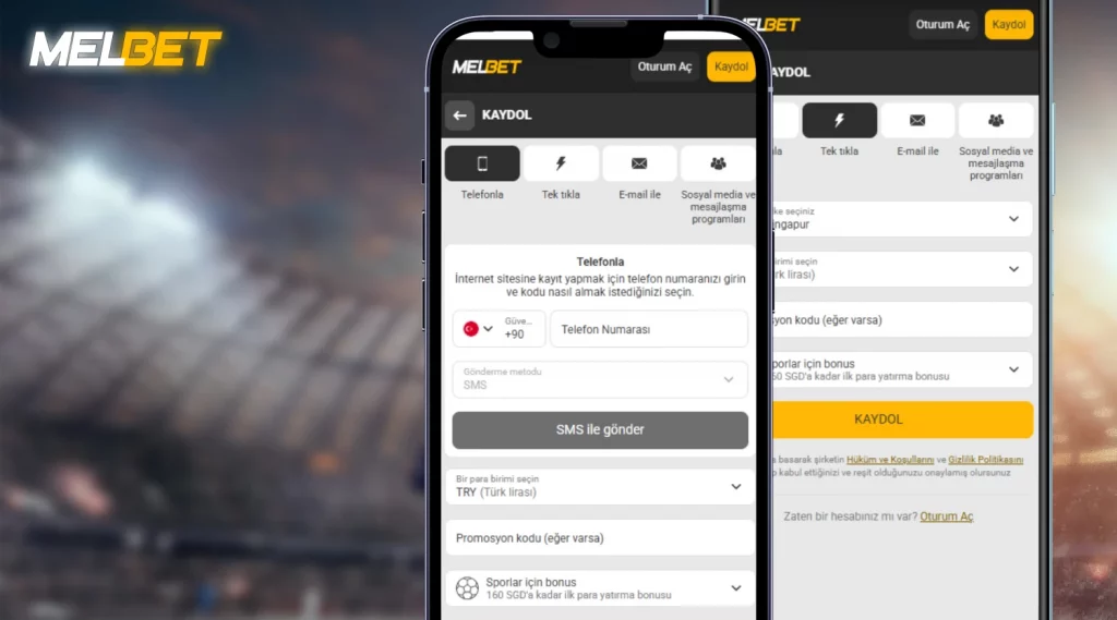 MelBet mobil uygulamasında telefon numarası ile hızlı kayıt