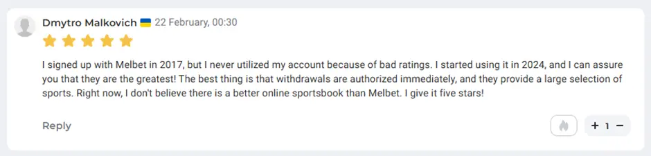 Melbet kullanıcı yorumu 3