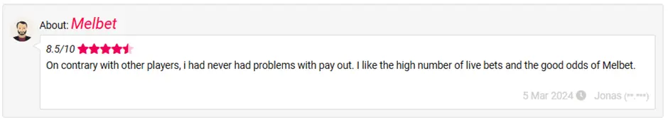Melbet kullanıcı yorumu 4