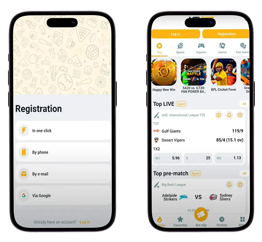 Melbet mobil uygulama ekranı