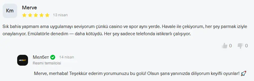 Melbet mobil müşteri yorumu