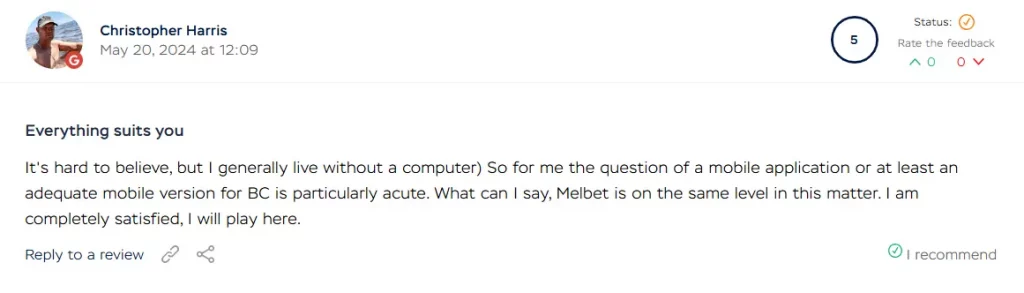 Melbet mobil erişim yorumu