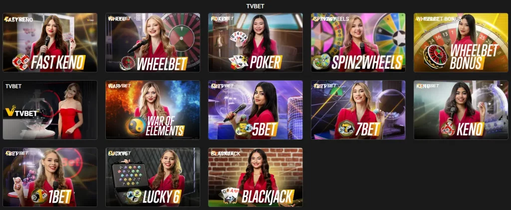 TVBet canlı şov oyunları