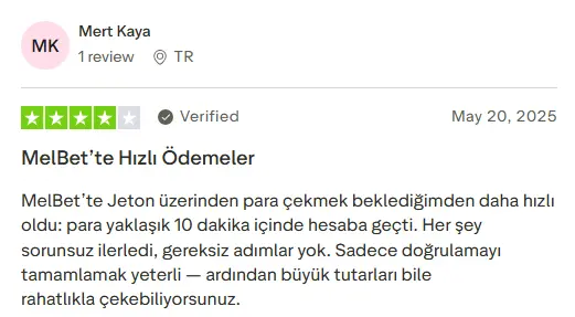 MelBet hızlı ve güvenilir para çekme yorumu — 10 dakikada ödeme
