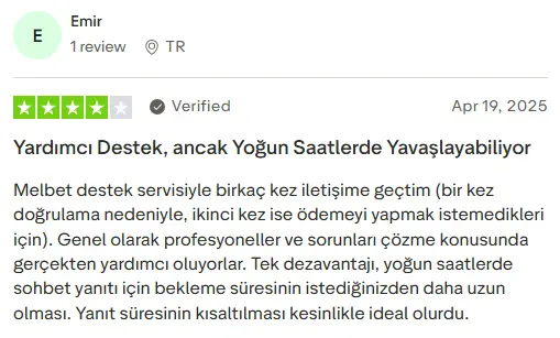 MelBet müşteri desteği hakkında kullanıcı yorumu — hızlı ve nazik destek